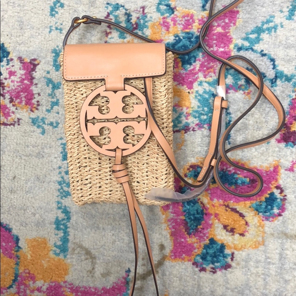 Tory Burch Miller straw phone cross-body